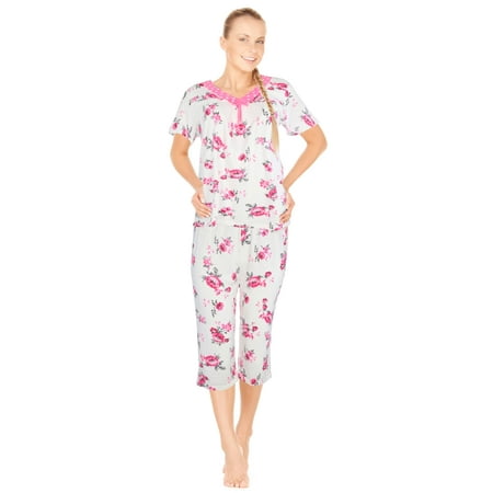 

JEFFRICO Womens Pajamas For Women Capri Set Sleepwear Soft Pajamas