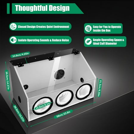 

Electric Grinding Polisher Acrylic Dust Box Cover 3-Hole Dust Box + Blower US
