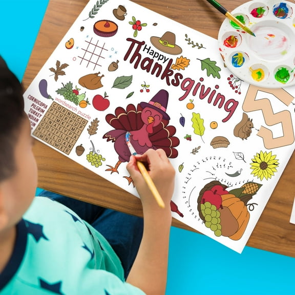 24 PCs Thanksgiving  Coloring Tablecloth Coloring Table Cloth for kids Jumbo Paper Coloring Banner Thanksgiving Games Activities for Kids Gifts  Thanksgiving Decorations