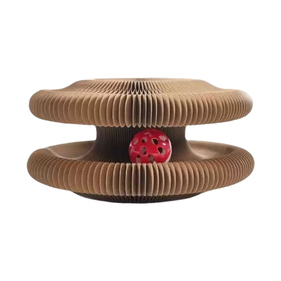 Organ Cat Scratcher 2PC Foldable Funny Cats Cardboard Toy Sturdy with Bell-Ball for Indoor Cats Kitty Accordion Toys for Scratching