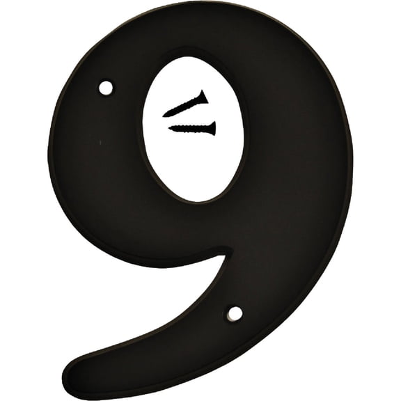 Hy-Ko Products 30209 Plastic House Number 9 (NINE) 6" High, Black, 1 Piece