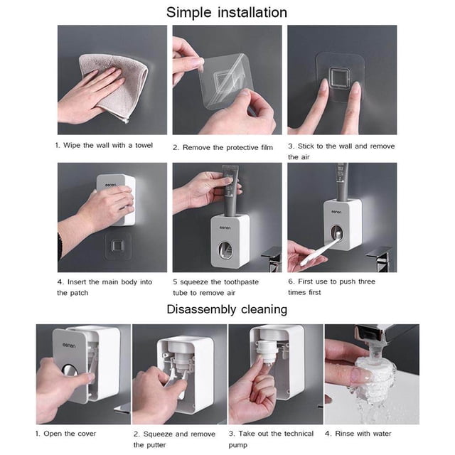 pitrice Distributeur Automatique de Dentifrice Presse-Dents Porte-Brosse à Dents Rack Mural Outils de Salle de Bain