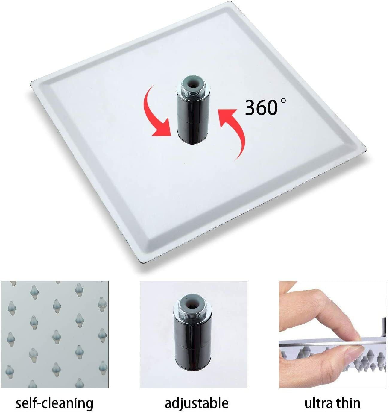 Zovajonia LED Shower Head Ceiling Mount Stainless Steel Over Head Rain Shower Sprayer Brushed Nickel