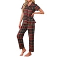 thumbnail image 4 of INSPIRE CHIC Conjunto de Pijamas de Mujer a Cuadros de Manga Larga con Pantalones, Botones y Bolsillos XL de Manga Corta - Cuadros Rojos, 4 of 6