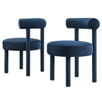 Side Dining Chair, Set of 2, Midnight Blue, Velvet, Kitchen Cafe Bistro Hospitality Restaurant, Modern Contemporary Boutique HB36118