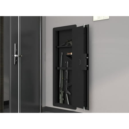 DeeHome Wall Gun Safe Gun Safes for Home Gun Safes & Cabinets Wall Safes Between The Studs Quick-Access Rifle Safe with Removable Shelf and Digital Keypad(Black)