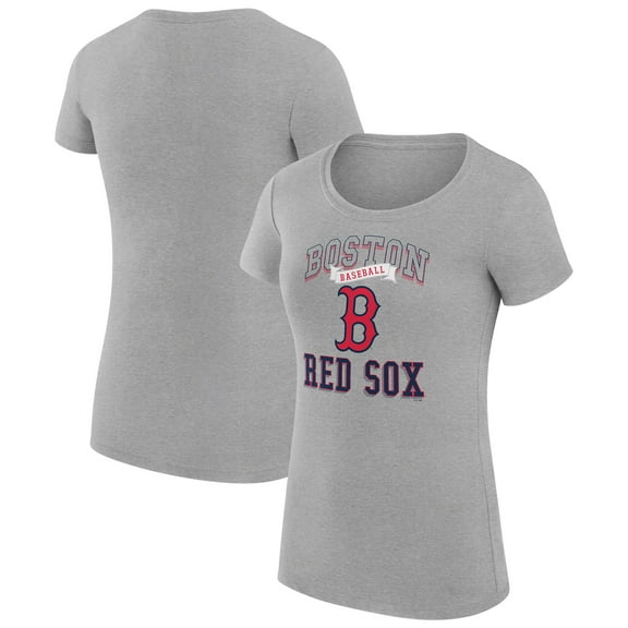 Women's G-III 4Her by Carl Banks Heather Gray Boston Red Sox Super-Slim Fit Lightweight Team Logo Graphic T-Shirt