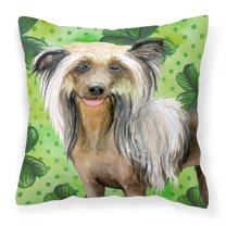 Carolines Treasures BB9833PW1818 Chinese Crested St Patricks Fabric Decorative Pillow  18H x18W multicolor