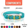 thumbnail image 3 of OOPSDOGGY Rolled Leather Dog Collar Reflective Soft Padded Pet Collar for Small Medium Large Breed Dogs Adjustable, Teal, 3 of 6