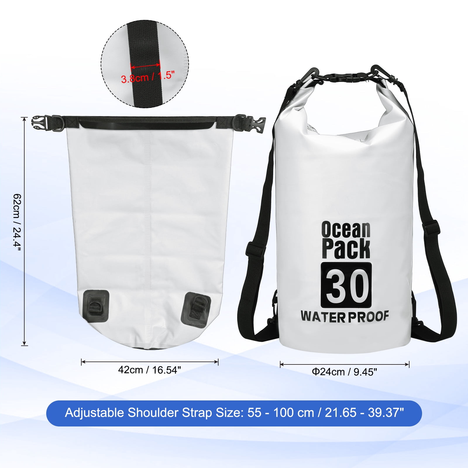 Uxcell Waterproof Dry Bag, Waterproof Bags with Whistle White 30L