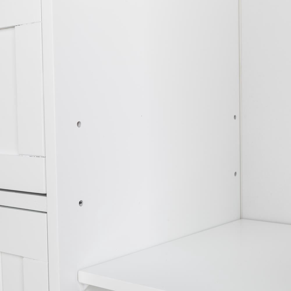 Zimtown Modern Storage Cabinet, Wooden Bathroom Floor Cabinet with 4 Drawers and Storage Cupboard 2 Shelves, Free Standing, White