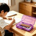 thumbnail image 4 of OCCOA Plastic Pencil Box Large Capacity, 8x5x2 Inch Clear Storage Box with Snap Tight Lid, Stackable Office Supplies Organizer for Desk ,C, 4 of 7