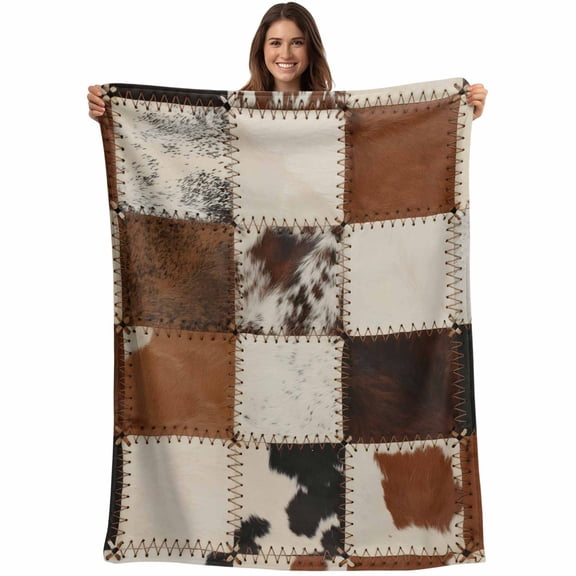 Brown Blanket Soft Cozy Warm Throw Blanket for Couch, Plush Fuzzy Flannel Fleece Blankets for Sofa, Vintage Art Plaid Farmhouse Checkered Bed Blankets Lightweight Gifts for Women, 50"x80"
