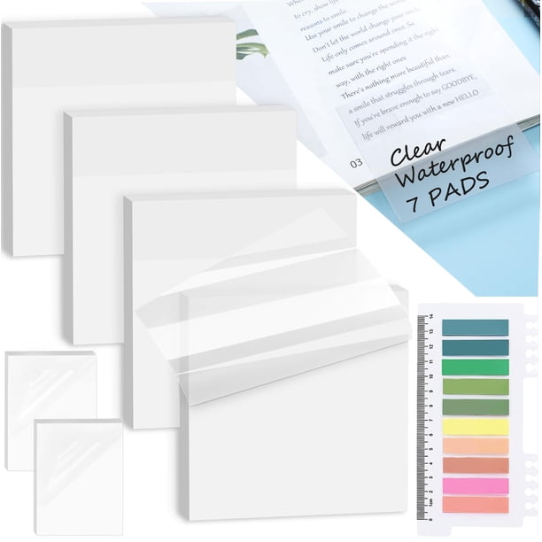 Notas adhesivas Tecolu 7 blocs 7.6 x 7.6 cm impermeables transparentes