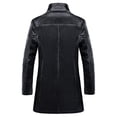 thumbnail image 3 of Gabardina de cuero de lujo Vevor para hombre, Chaqueta de cuero informal de negocios, abrigo Largo negro de PU, talla 4XL, 3 of 5