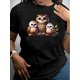 thumbnail image 1 of Women's Casual Summer T-Shirt With Owl Print, Round Neck, Short Sleeves, Fashion Comfort Fit Top, 1 of 7