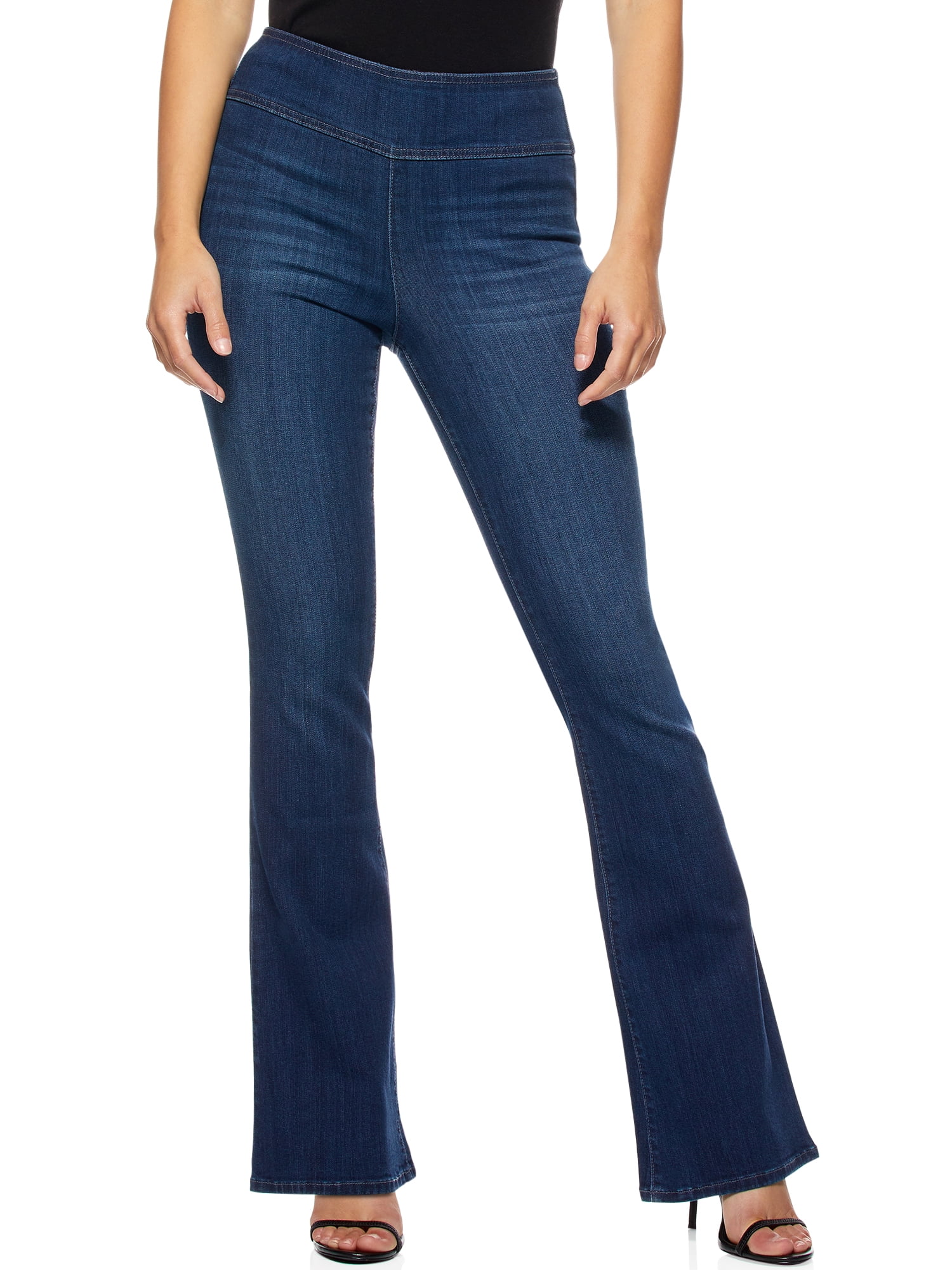 high rise pull on jeans