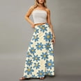 thumbnail image 4 of WTOBBY Women's Floral Print Foldable High Waist Casual Skirt with Convenient Pocket, Draped Relaxed Long Maxi Skirt for Everyday Comfort and Errand Running,Blue L, 4 of 5