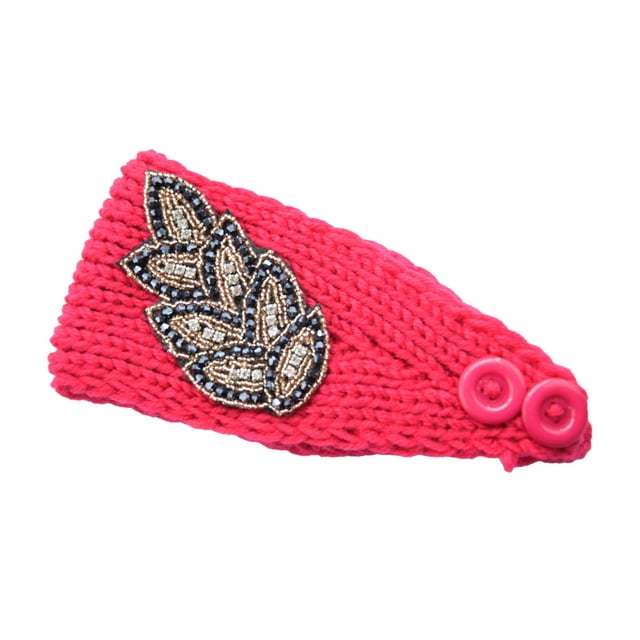 Diadema de ganchillo con diamantes de imitación Qarigey Fucsia