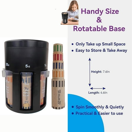 Automatic Coin Sorter With Coin Wrappers, Digital Coin Counter, Coin Organizer Change Counter Machine, Portable Coin Holder Coin Bank Jar Quickly & Accurate