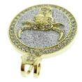 thumbnail image 5 of Bull Head Coin Hip Hop Pendant Iced 48MM Round Gold Finish w/ Silver Glitter, 5 of 5