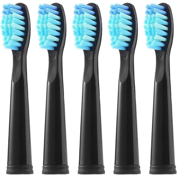 Replacement Toothbrush Heads, Compatible with Fairywill FW-507/508/551/917/959,FW-D1/FW-D3/FW-D7/FW-D8, Black, 5 Count
