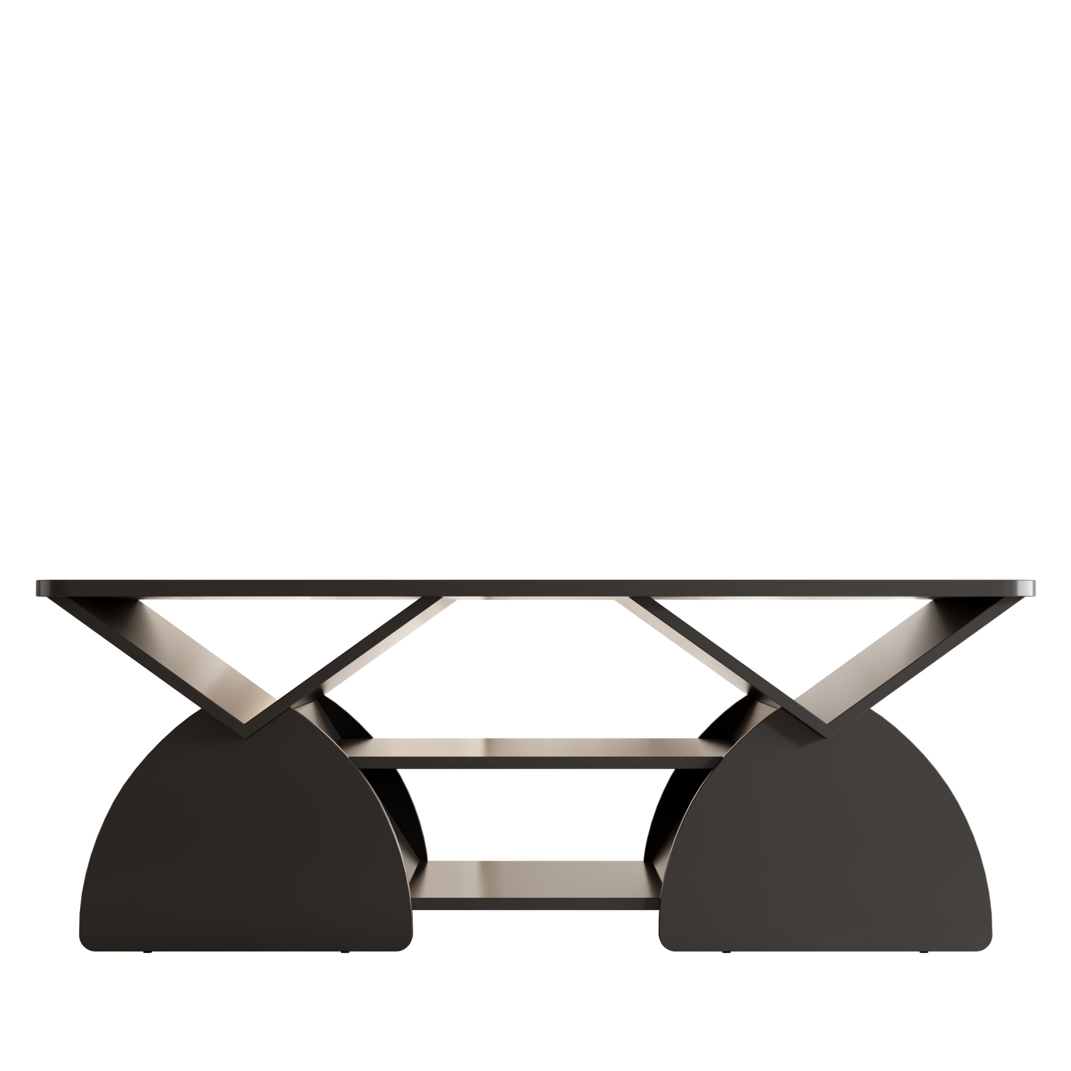 Noble House Arwick 47.24" Rectangular Coffee Table, Wooden Rounded Corners Tea Table, Geometric Open Shelves, Black