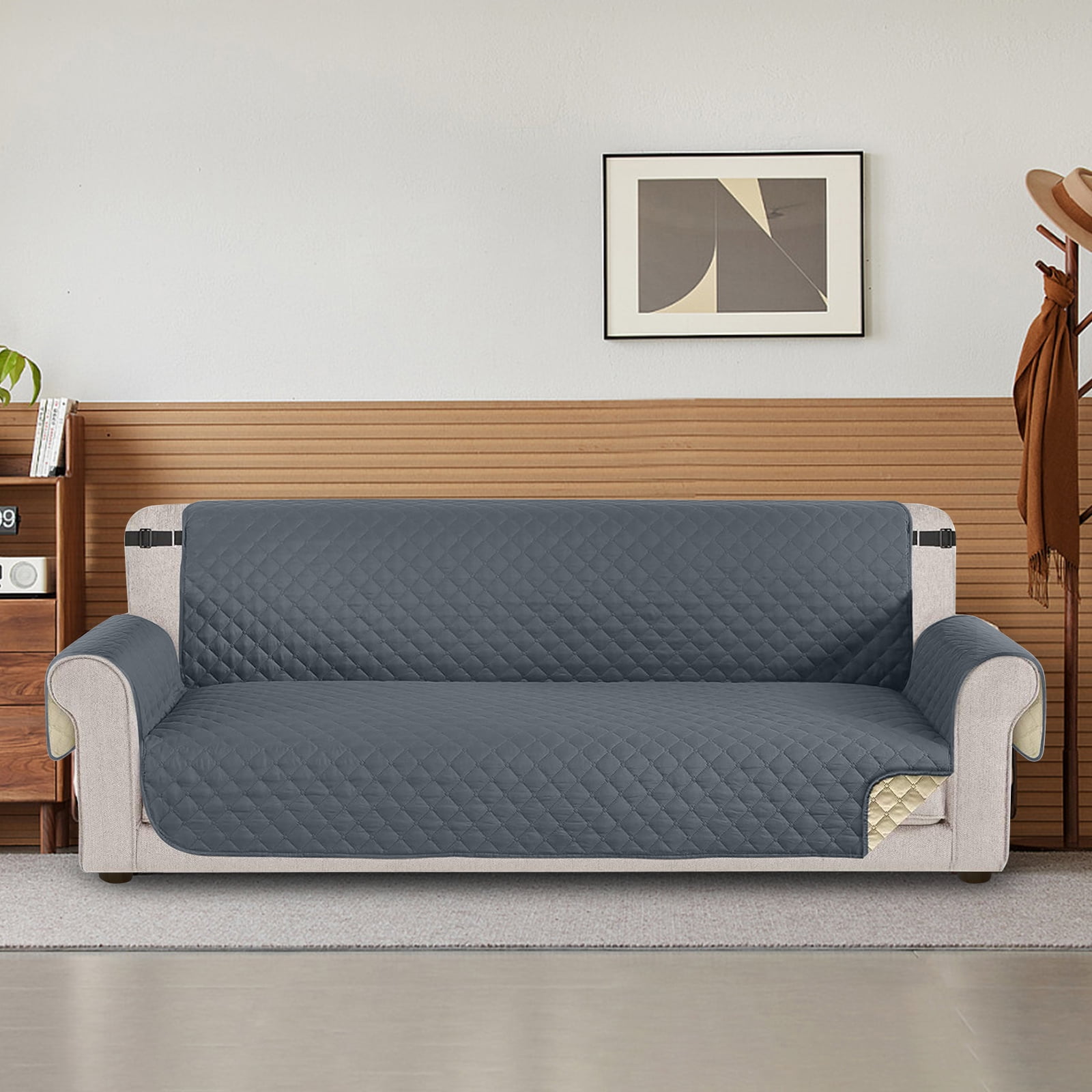 Sanmadrola 100% Waterproof Sofa Cover Non Slip Couch Cover Machine Washable Slipcover Leakproof Furniture Protector for Dogs Kids Pets, Dark Gray, Sofa