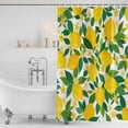 thumbnail image 2 of Shower Curtain Bathroom Set Summer Lemon Green Botanical Waterproof Fabric Shower Curtains with Grommets&Hooks, Watercolor Yellow Lemons Privacy Bath Curtain for Bathtub 36x72in, 2 of 9