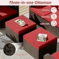 thumbnail image 2 of Homrest 4 Piece Wicker Patio Furniture Set, 360 Degree Outdoor Swivel Patio Chairs w/ Coffee Table and Loveseat, Small Patio Furniture Set for Garden, Deck and Poolside (Wine Red), 2 of 8