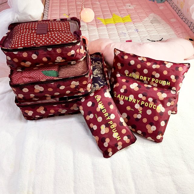 Bolsa de almacenamiento y acabado de equipaje Bolsa de viaje de 6 piezas Bolsa de almacenamiento de 6 piezas de tela Oxford Bolsa de almacenamiento de ropa interior
