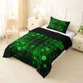 thumbnail image 2 of Manfei Futuristic Tech Grid Twin Comforter Sets, Green Neon Circle Bedding Set, Green Black, Black Reversible 2-Piece, 1 Comforter and 1 Pillowcase, 2 of 6