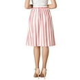 thumbnail image 4 of INSPIRE CHIC Women's Stripes Button Front Elastic Back A Line Midi Skirt S Pink, 4 of 8