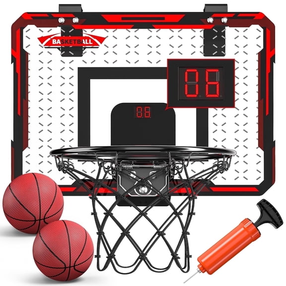 Dinosaur Planet Kids Indoor Basketball Hoop for 3-12 Years Old Boys Girls, Scoring over the Door Basketball Hoop Sports Set, Ball Toys Gifts for Kids Ages 3-12