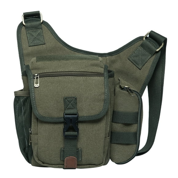 Bolso bandolera de lona vintage para hombre KAUKKO FH03-4-VERDE