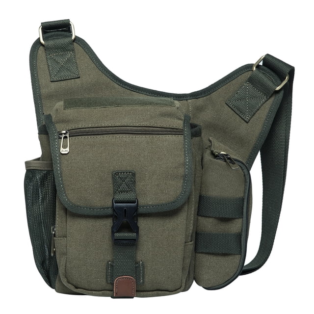 Bolso bandolera de lona vintage para hombre KAUKKO FH03-4-VERDE
