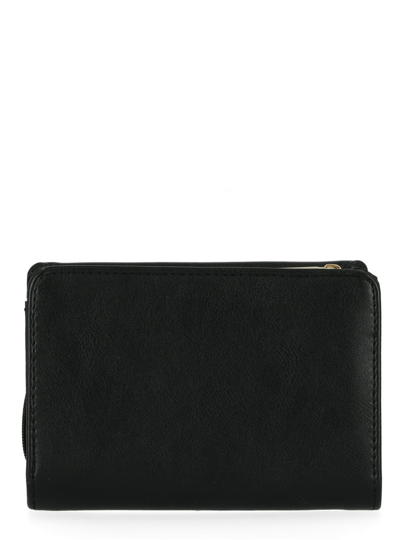 Time and Tru Women's Tessa Indexer Wallet Black Vinyl Card Holder