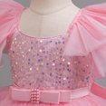 thumbnail image 6 of Girls Princess Dress Casual Puff Short Sleeve Pleated Fashion Sequin Outfits for Birthday Party Wedding Pageant Gown, 6 of 7