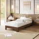 thumbnail image 1 of Tamaño individual xl platform marco de cama para underbed almacenamiento-10.24inch clearance wood & metal slat support no cabecero no necesita colchón base fácil montaje in walnut finish, 1 of 7