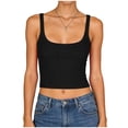 thumbnail image 4 of NIEWTR Women Summer Boho Tie Front Lace Trim Tank Tops Beach Button Down Top Sleeveless Mesh Chiffon Crop Tops Clothes Womens Tank Summer Tank (S,A145-Black), 4 of 7