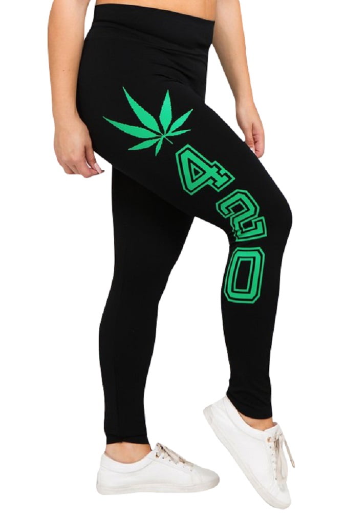 high Life Gift for her Yoga Pants Marijuana Leaf