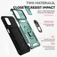 thumbnail image 2 of Heavy Duty Armor Case for Samsung Galaxy A12 5G, Rugged PC Soft TPU Military Grade Shockproof Metal Magnetic Car Mount Shockproof Cover with Camera Lens Sliding Ring Holder Bracket Case,Darkgreen, 2 of 8