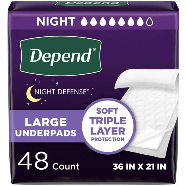Depend Underpads Disposable Incontinence Bed Pads, 48 ct.
