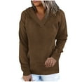 thumbnail image 2 of Xcmzpl Women's Hoodies Loose Fit Solid Color Hooded Sweatshirt Athletic Sweater Tops Work Long Sleeve Shirts Early Fall Fashion, 2 of 7
