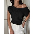 thumbnail image 5 of Women'S Summer Off Shoulder Floral Sweaters Cap Sleeve Loose Knit Cute Pullover Tops, 5 of 8