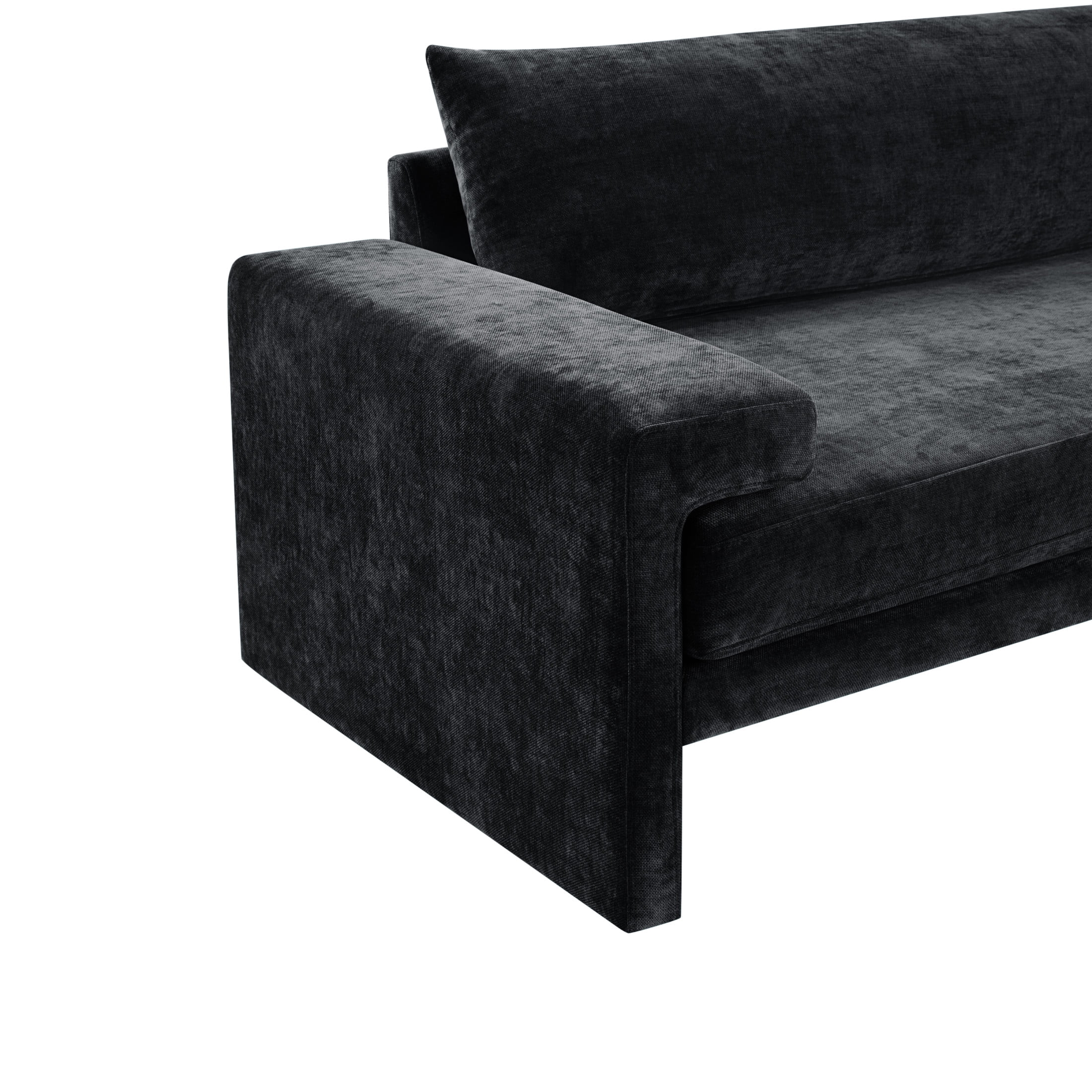 Christopher Knight Home 3-Seater Sofa with Chenille Upholstery, Wide Armrests, Thick Cushion, Black