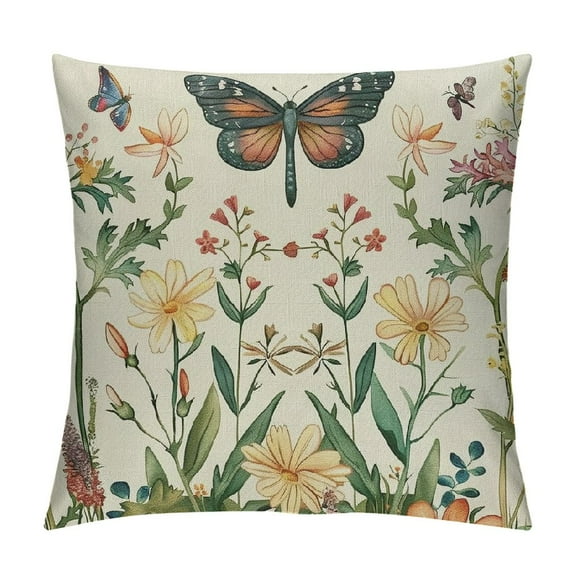 Spring Wildflowers Throw Pillow Covers, Flower Holiday Cushion Case Decoration for Sofa Couch