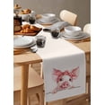 thumbnail image 3 of Table Runner Dresser Scarves 60 Inch Long,Farm Watercolor Pink Pig Linen Dining Table Runners Cartoon Animal Tabletop Scarf for Wedding Holiday Party Kitchen, 3 of 7