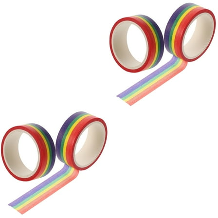 Masteelf 4 pcs  Rainbow Stripe Scrapbook Decorative Tape Creative DIY Washi Masking Tapes