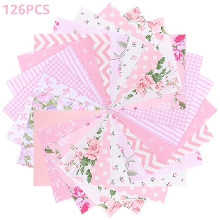 Evjurcn 126 Pzas Packs de Encantos Rosas para Acolchar 5 x 5 Pulgadas Cuadrados de Tela 100% Algodón Tela Suave para Acolchar Patchwork Floral para Coser Manualidades DIY